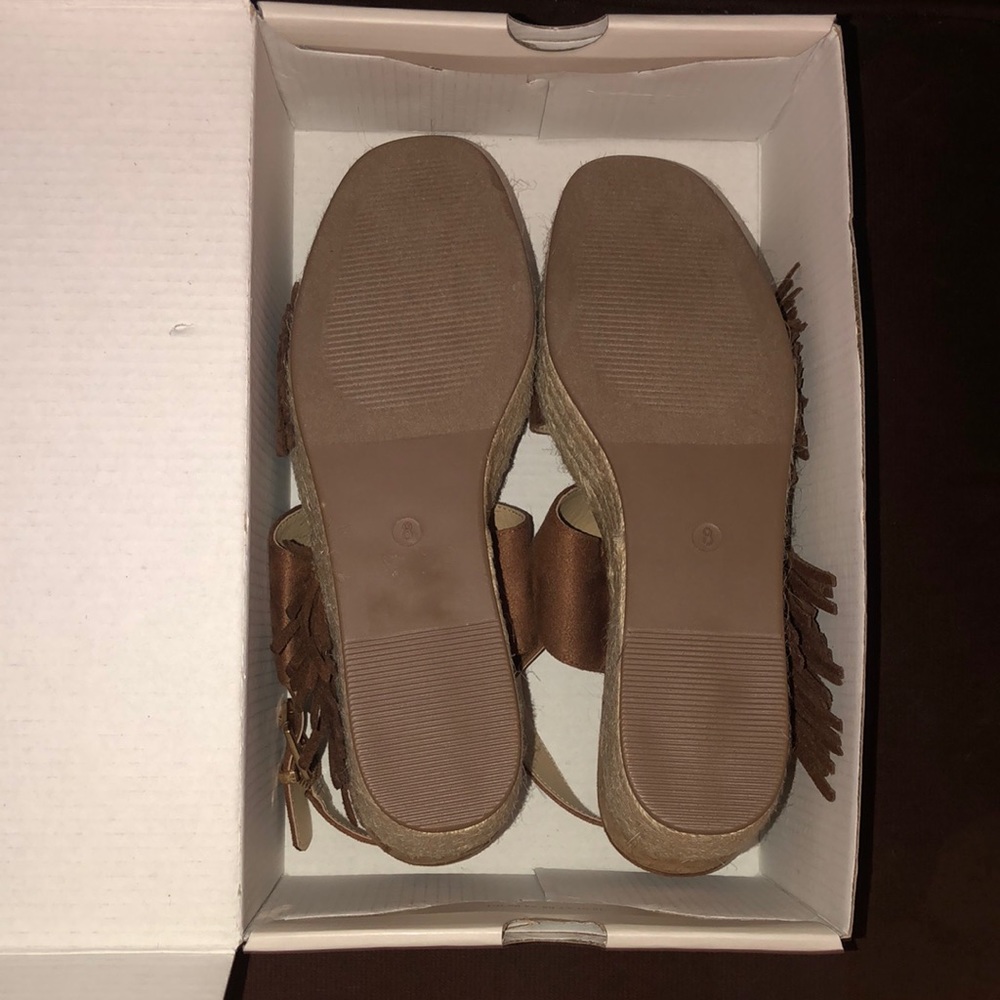 Comfort Cognac (Brown) Fringe Wedges - Picture 9 of 12